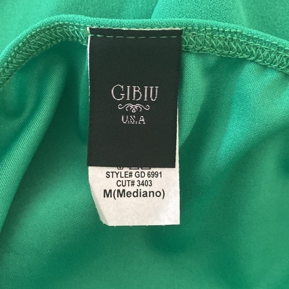 Gibiu Green Spaghetti Straps Ruffle Hem Mermaid Stretch Midi Dress size M - Picture 7 of 8